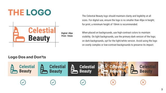 Cosmetic Green and Orange Brand Guidelines Presentation - Page 3