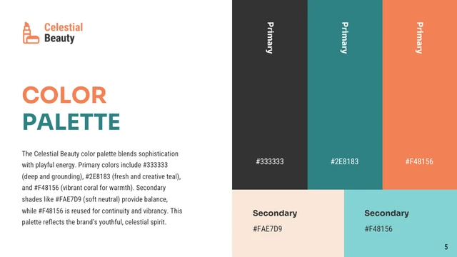 Cosmetic Green and Orange Brand Guidelines Presentation - Page 5