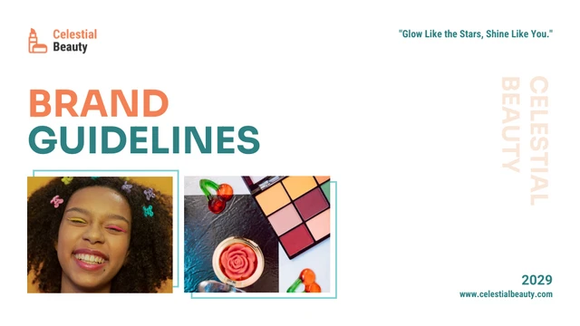 Cosmetic Green and Orange Brand Guidelines Presentation - Page 1