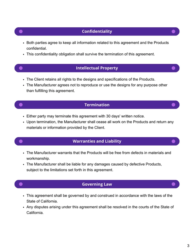 Clothing Manufacturing Contract Template - Page 3