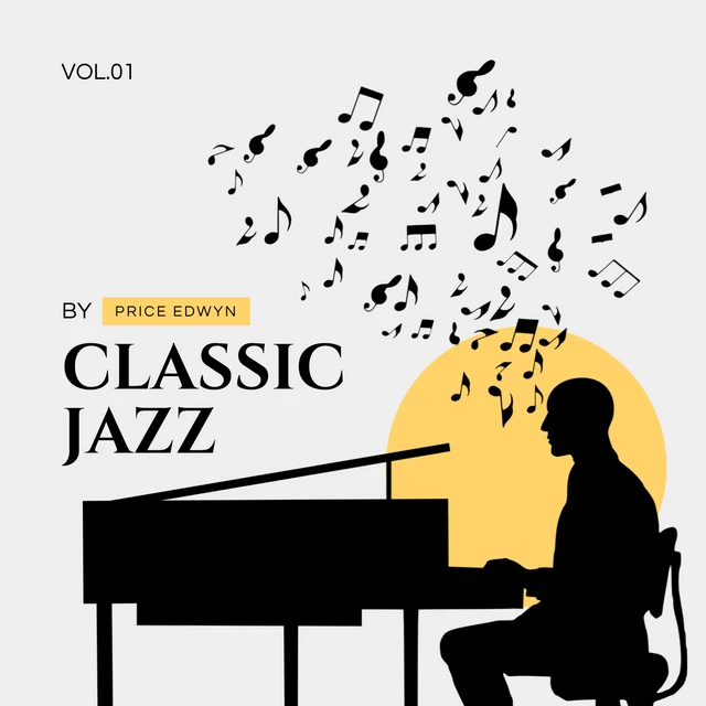 Light Grey Simple Illustration Jazz Album Cover Template