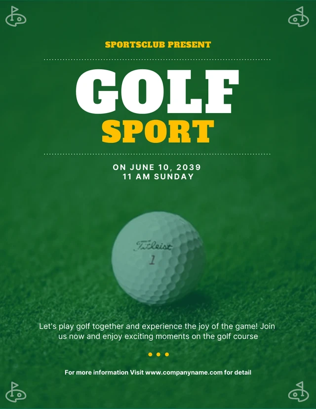 Dark Green And Yellow Simple Golf Sport Poster Template