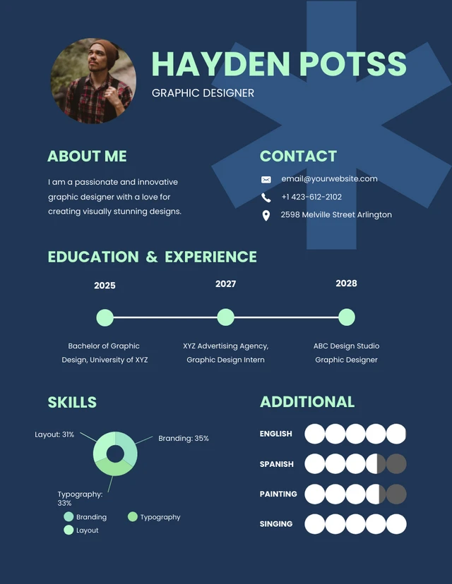 Simple Blue Infographic Resume Template