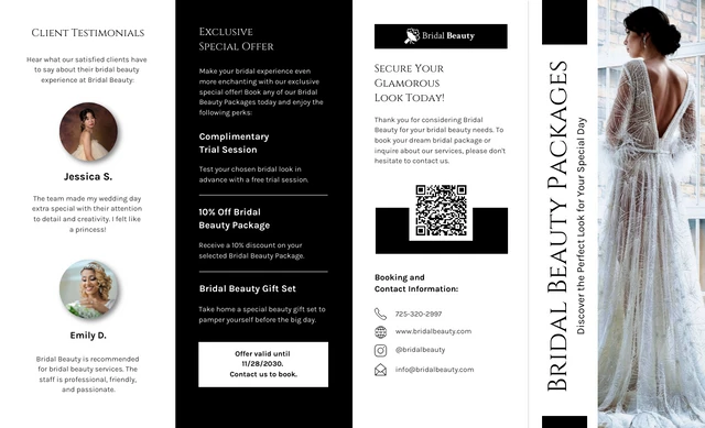 Bridal Beauty Packages Roll Fold Brochure - Page 1