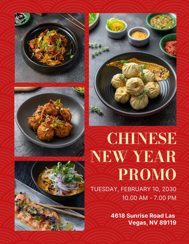 Red Modern Texture Chinese New Year Promo Poster Template