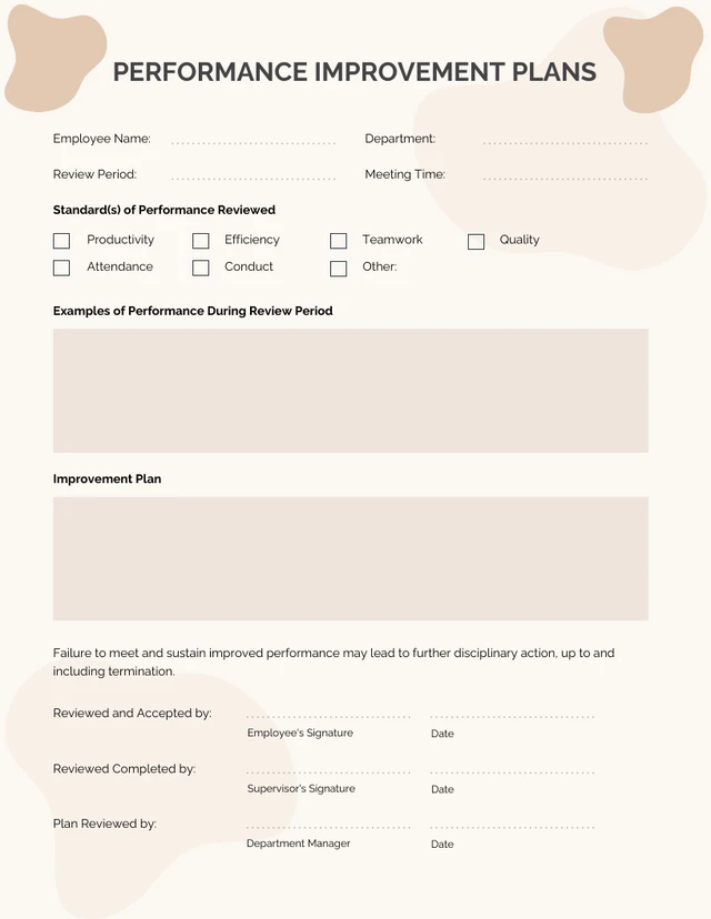 Peach Performance Improvement Plan Template