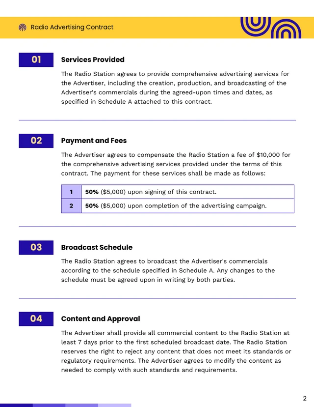 Radio Advertising Contract Template - Page 2