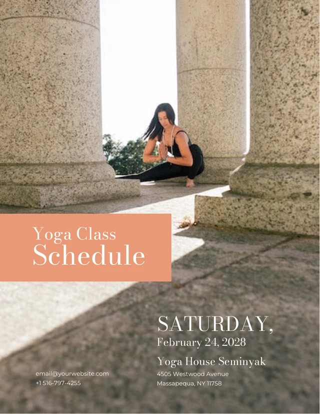 Photo Background Minimalist Yoga Class Schedule Template