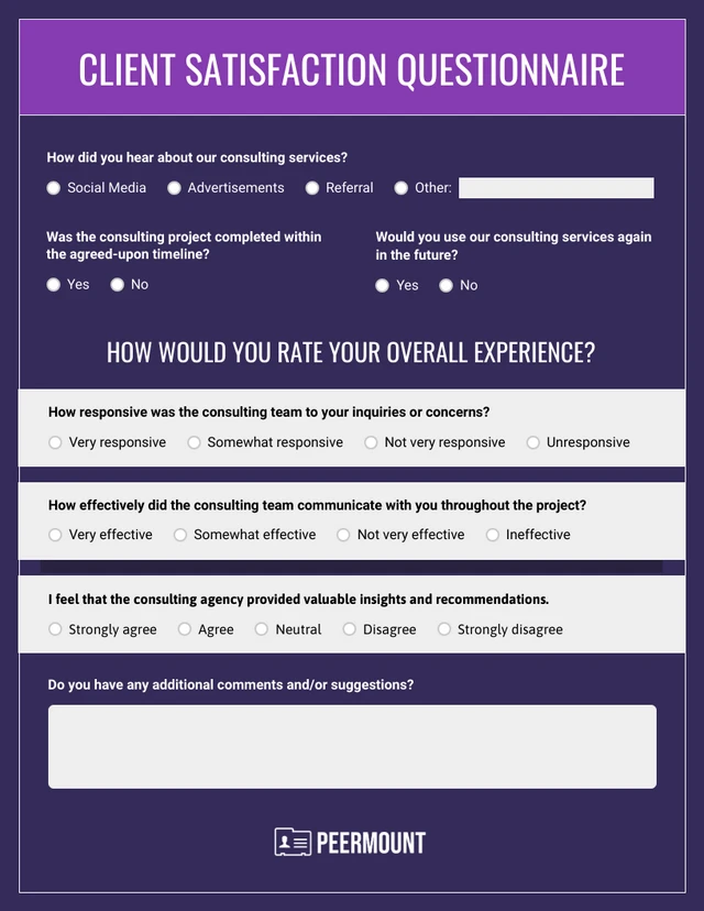 Modern Purple Dark Mode Questionnaire Form Template