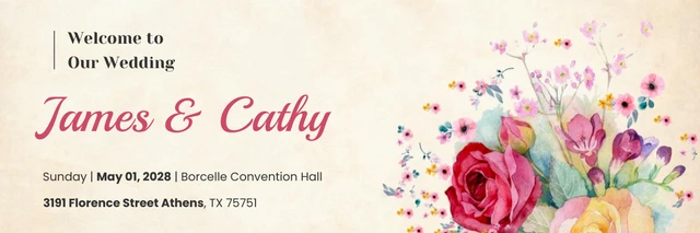 Brown Floral Wedding Banner Template