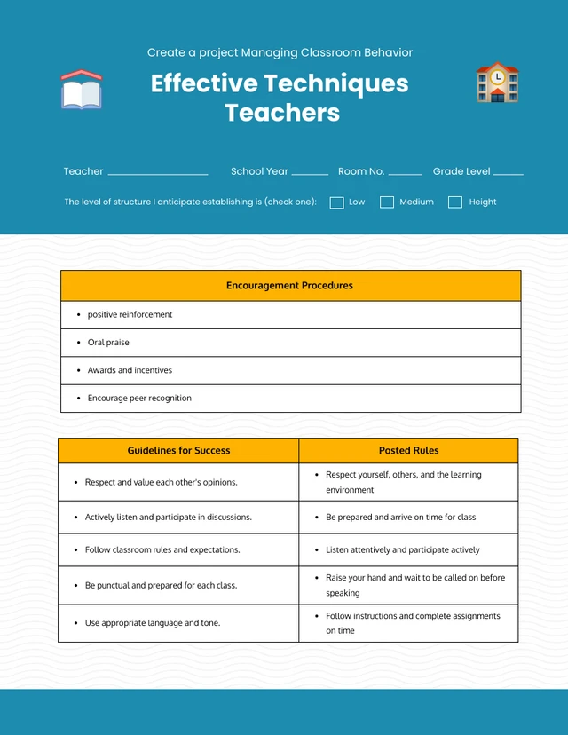 Blue Minimalist Managing Classroom Template