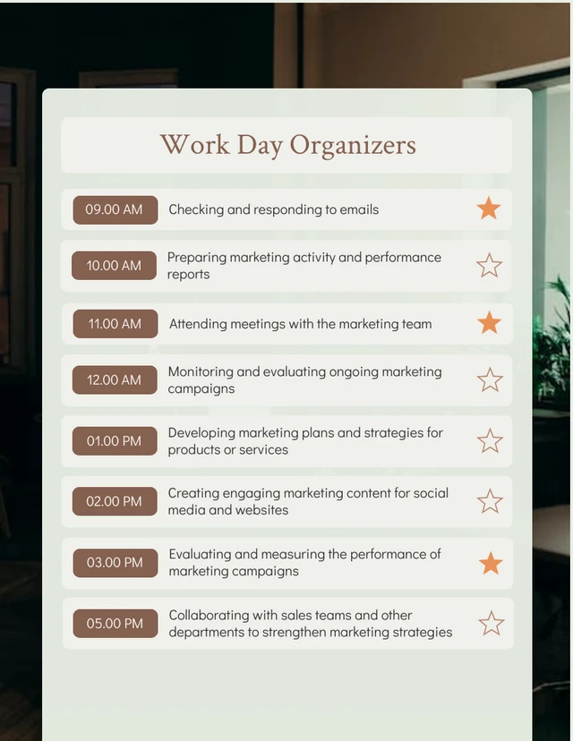 Brown Work Day Organizer Template