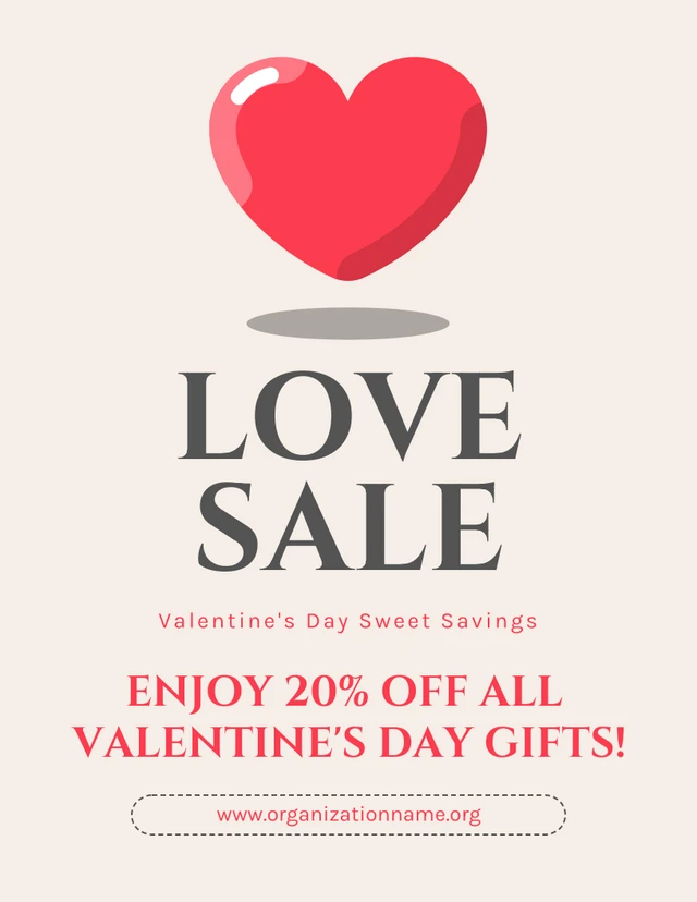 Beige Simple Love Sale Poster Template