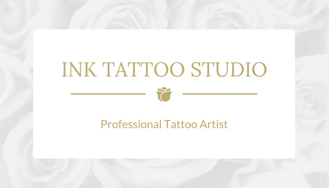 Gold line Rose Minimalist Tattoo Business Card - Page 1