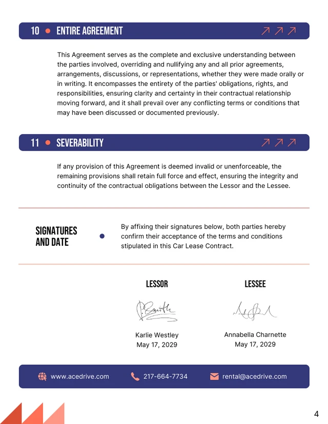 Car Lease Contract Template - Page 4