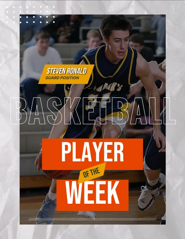 Light Grey Modern Texture Basketball Player Of The Week Poster Template