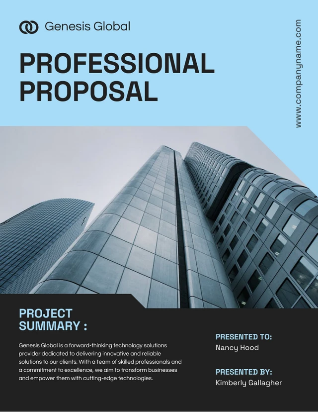 Blue White And Black Company Professional Proposal - Page 1