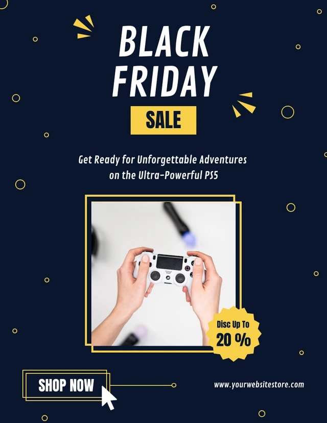 Midnight Blue And Yellow Console Games Sale Flyer Template
