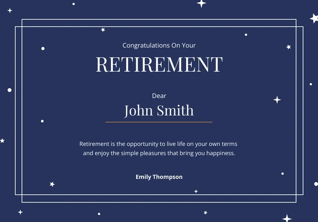 Midnight Dark Purple Illustrative Retirement Card Template