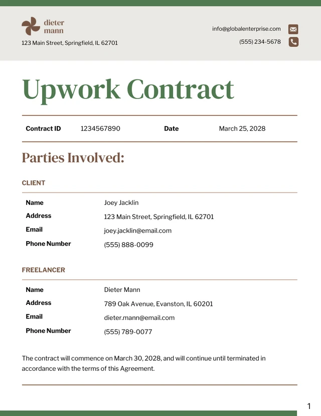 Upwork Contract Template - Page 1