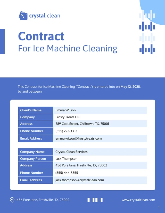 Contract For Ice Machine Cleaning Template - Page 1