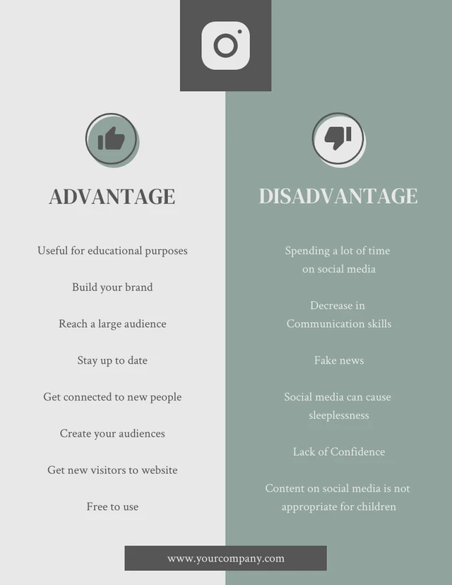 Grey And Green Modern Clean Minimalist Social Media T-Chart Diagram Template