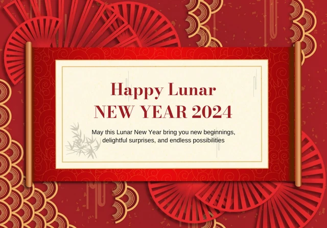 Red Happy Lunar New Year Card Template
