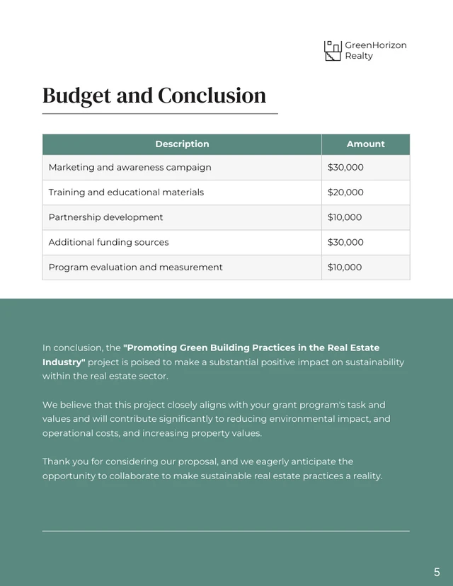 Simple Green and White Real Estate Proposal - Page 5