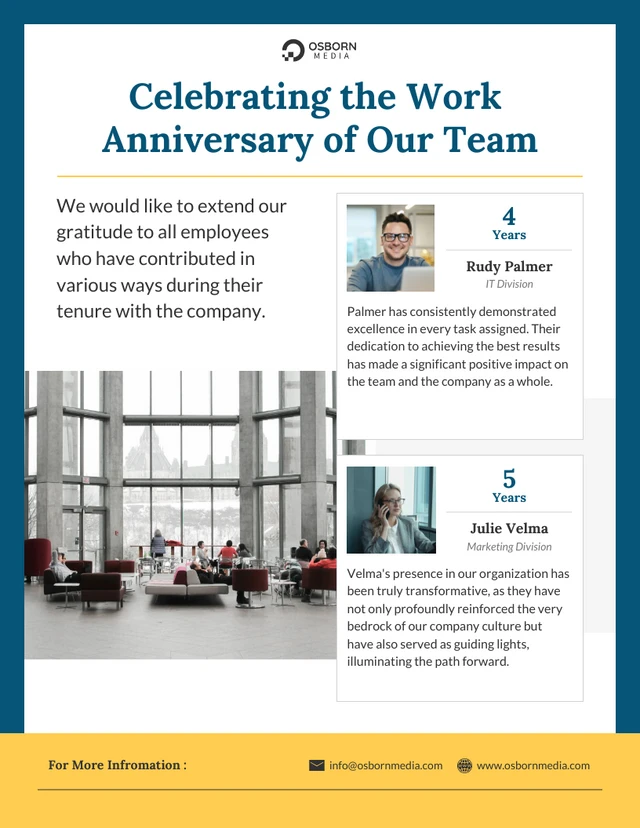 Celebrating the Work Anniversary of Our Team Email Newsletter Template