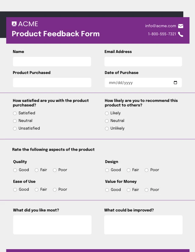 Simple Purple Black Feedback Forms Template