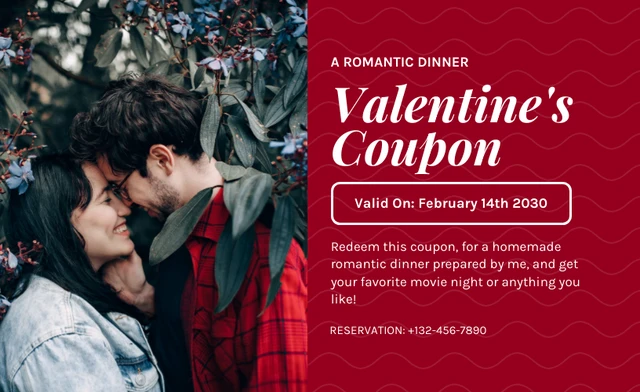 Red Simple Photo Valentine Love Coupon Template