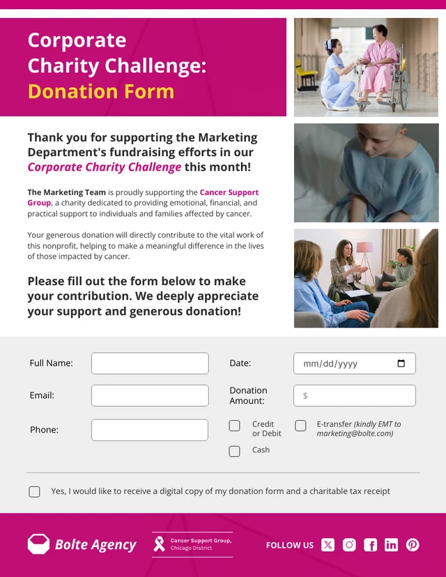 Corporate Charity Challenge Donation Form Template