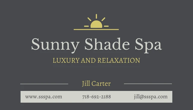 Calm Yellow Spa Business Card - Page 1