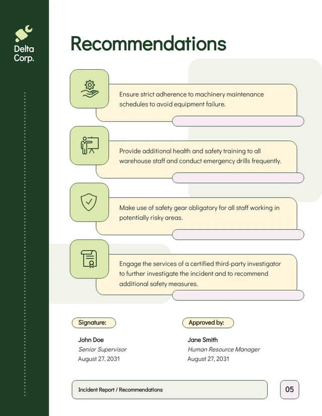 Green Minimalist Incident Report - Page 5