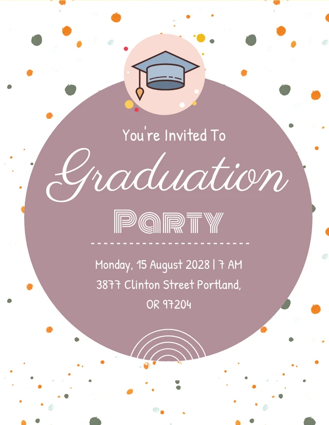 White and Dark Purple Graduation Invitation Template