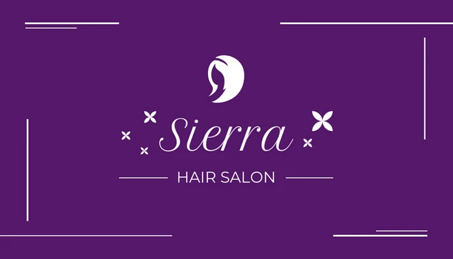 Purple Minimalist feminim Hair Salon Business Card - Page 1