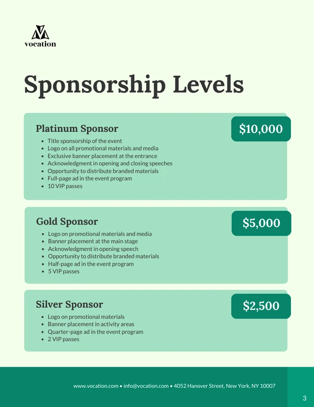 Green Simple Sponsorship Proposal - Page 3