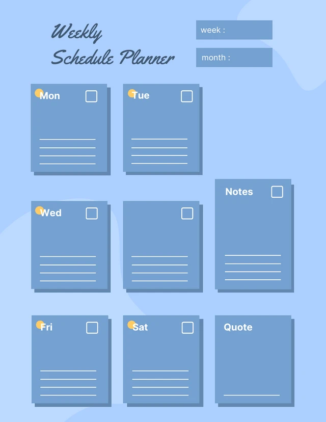 Simple Blue Weekly Personal Planner Template