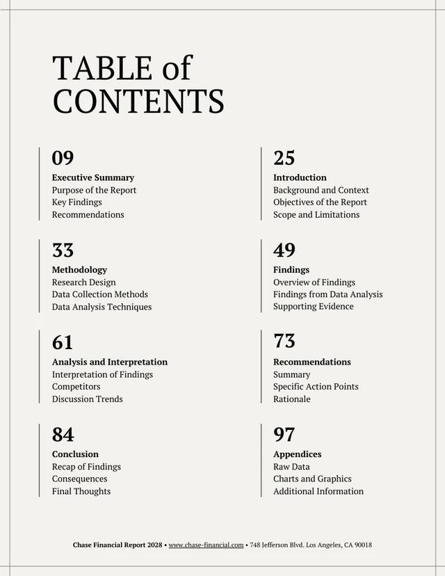 Book Table of Contents