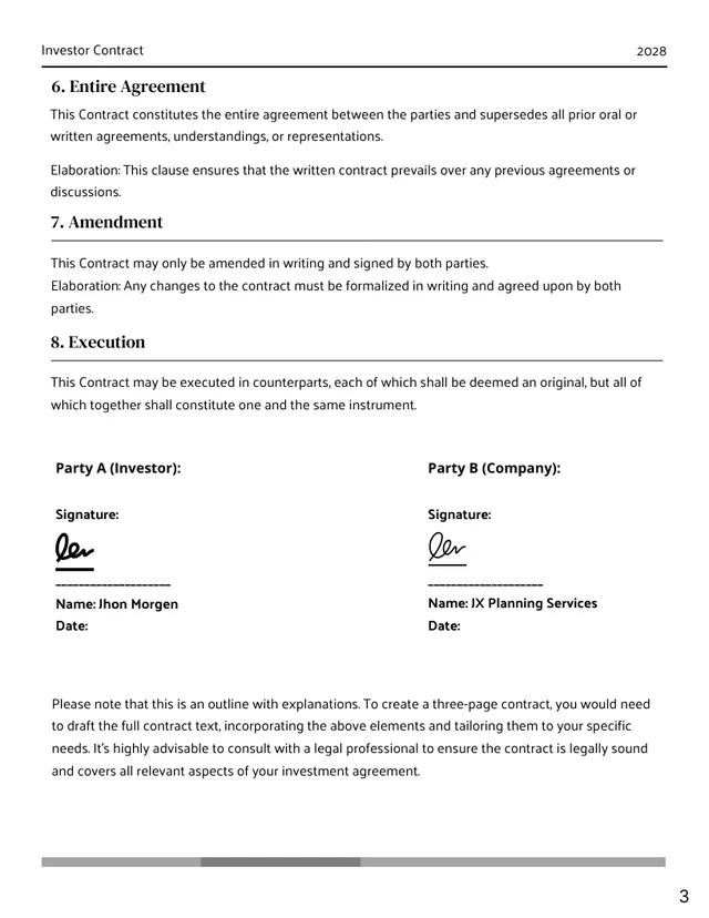 Gray Minimalist Modern Simple Investor Contracts - Page 3