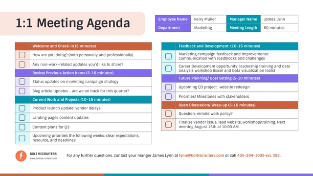 One-on-One Meeting Agenda Presentation Template