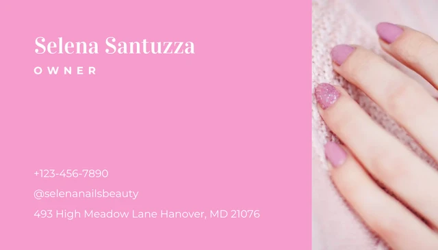 Pink Modern Photo Beauty Nails Business Card - Page 2