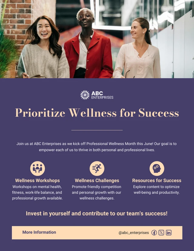 Prioritize Wellness in June Mental Health Poster Template