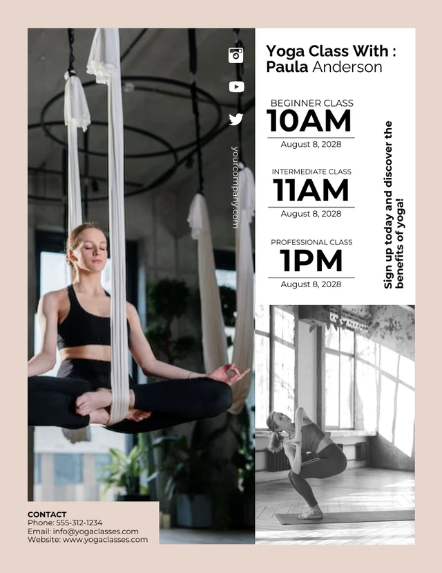 Simple Yoga Class Schedule Flyer Template