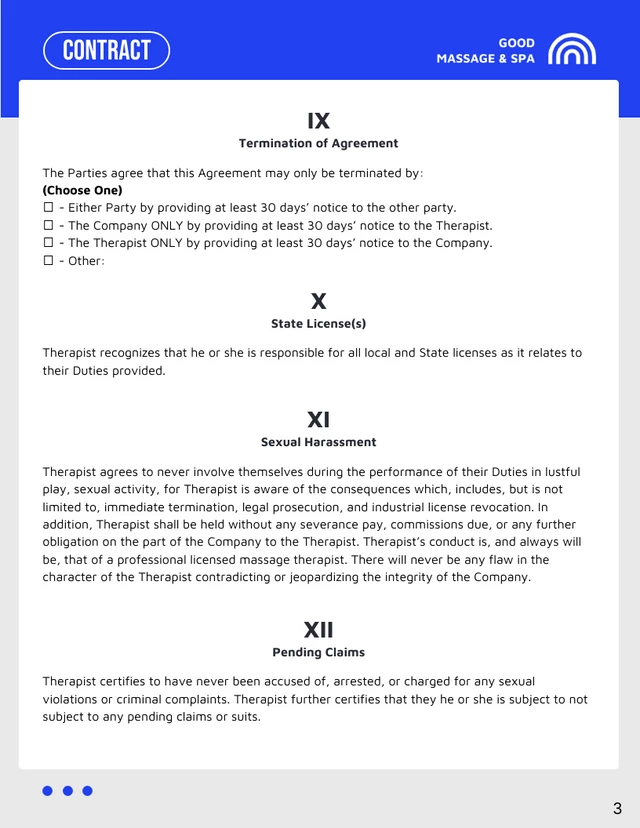 Therapist Employment Contract Template - Page 3