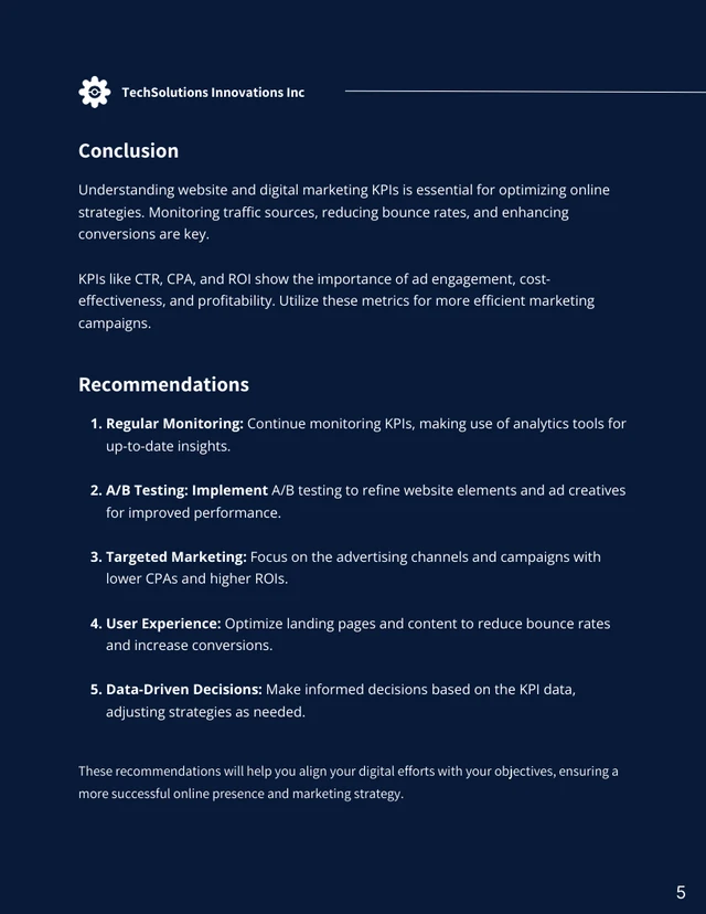 Navy Minimalist Modern Simple KPI Reports - Page 5