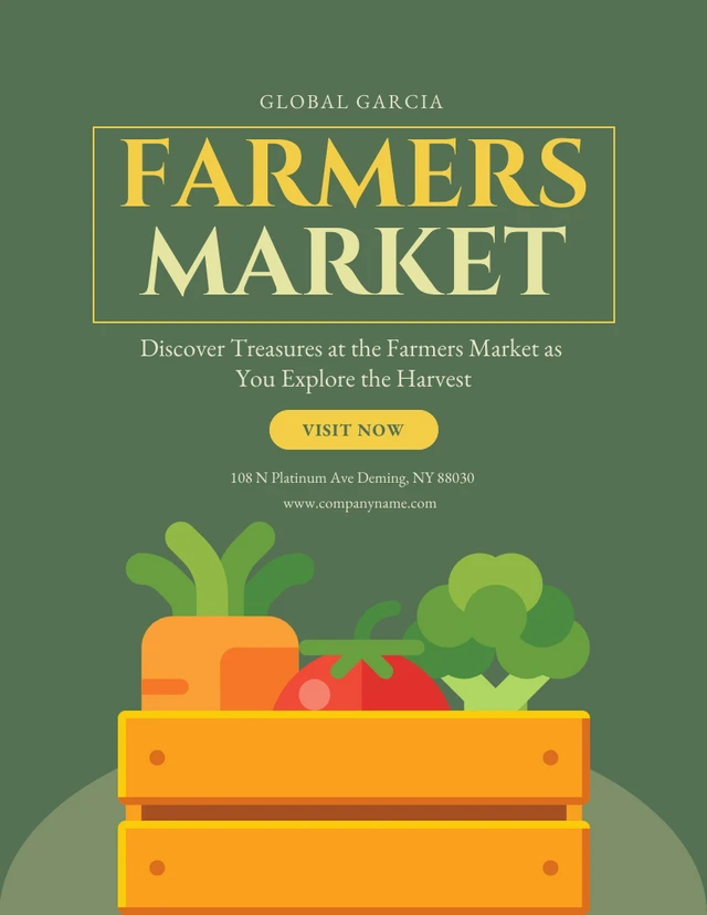 Green And Yellow Minimalist Illustration Farmers Market Poster Template