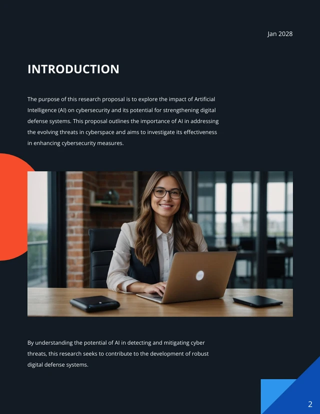 Black and blue modern cybersecurity research proposal - Page 2