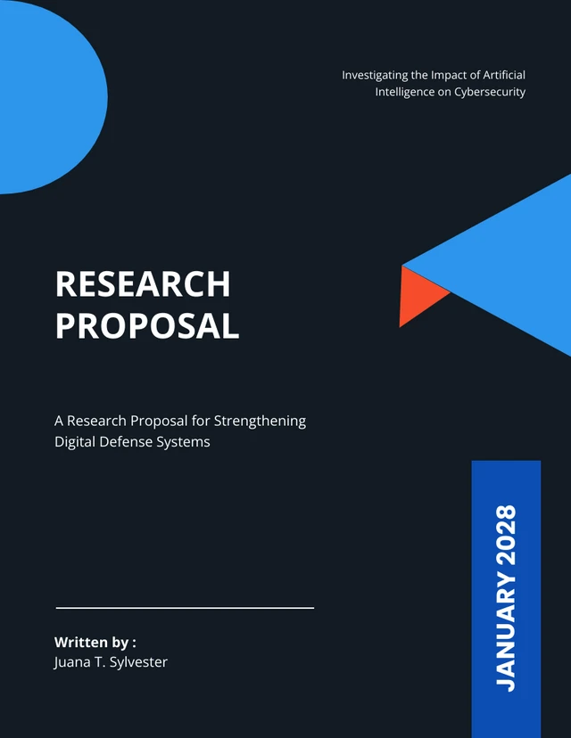 Black and blue modern cybersecurity research proposal - Page 1