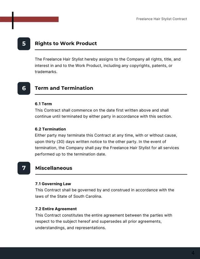 Freelance Hair Stylist Contract Template - Page 4